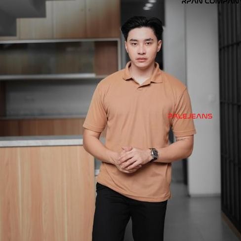 baru PALEJEANS - Kaos Kerah Lengan Pendek Slimfit / Polo Shirt Buttonless Pria / Polo Slimfit Pria P