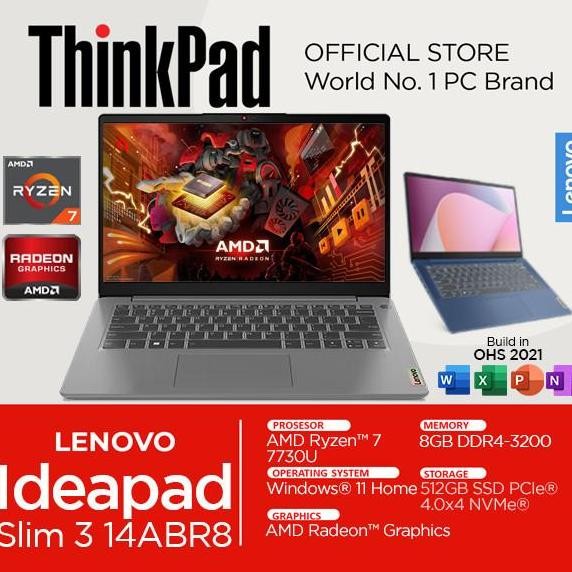 Lenovo Ideapad Slim 3 AMD Ryzen 7 7730U 8GB 512GB SSD Win 11 FHD IPS