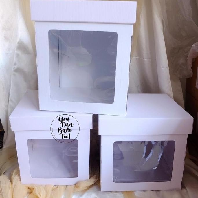 

ready stock Corrugated White tall Cake Box