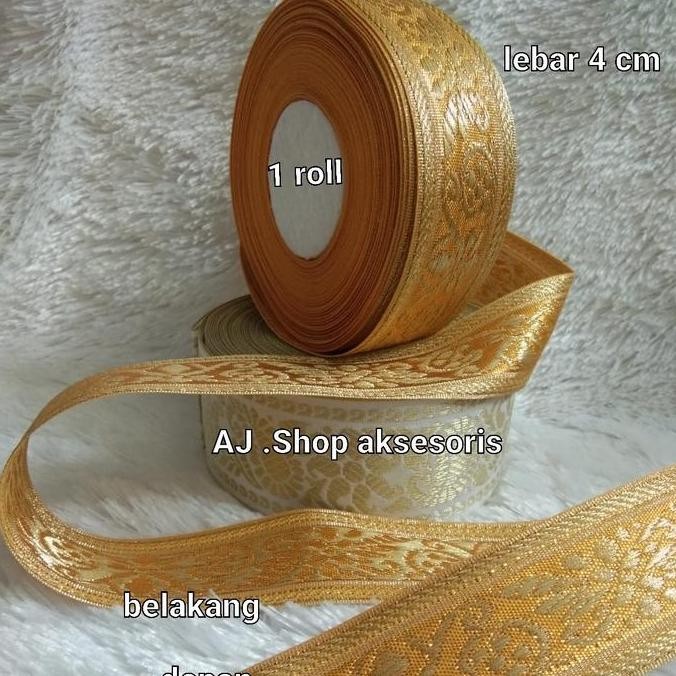 

pita renda bordir emas ,lebar 4 cm murah