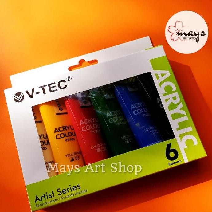 

ready Cat Akrilik Set Lukis V-Tec Isi 6 Warna Dasar x 30 ml / Vtec Acrylic Paint Color 6x30 ml Colour 6x30ml Anak / Profesional