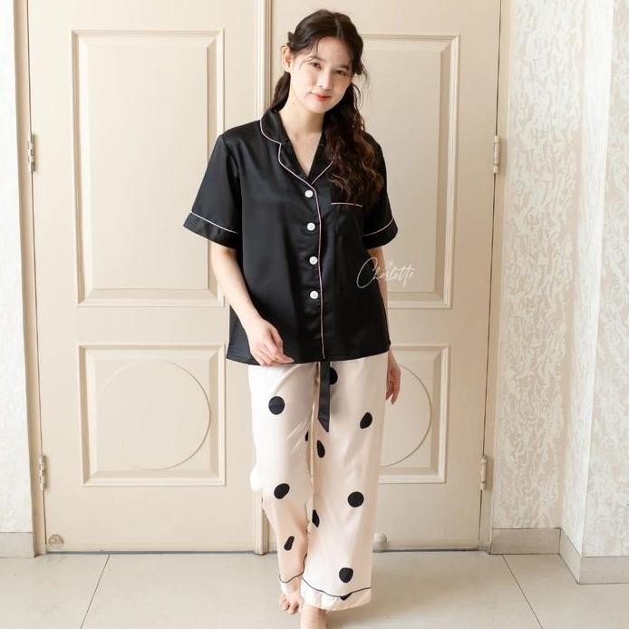 ready stock CHARLOTTE - Candice set Piyama baju tidur seserahan celana panjang murah
