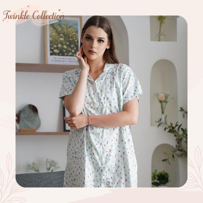 ready stock GREET NIGHT WEAR Daster Wanita Katun Jepang Full Kancing K-556 DK murah