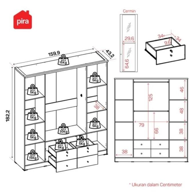 Lemari Baju 4 Pintu Laci Yona Metropolis Lemari Pakaian 4 Pintu Kaca Lemari Murah Bandung