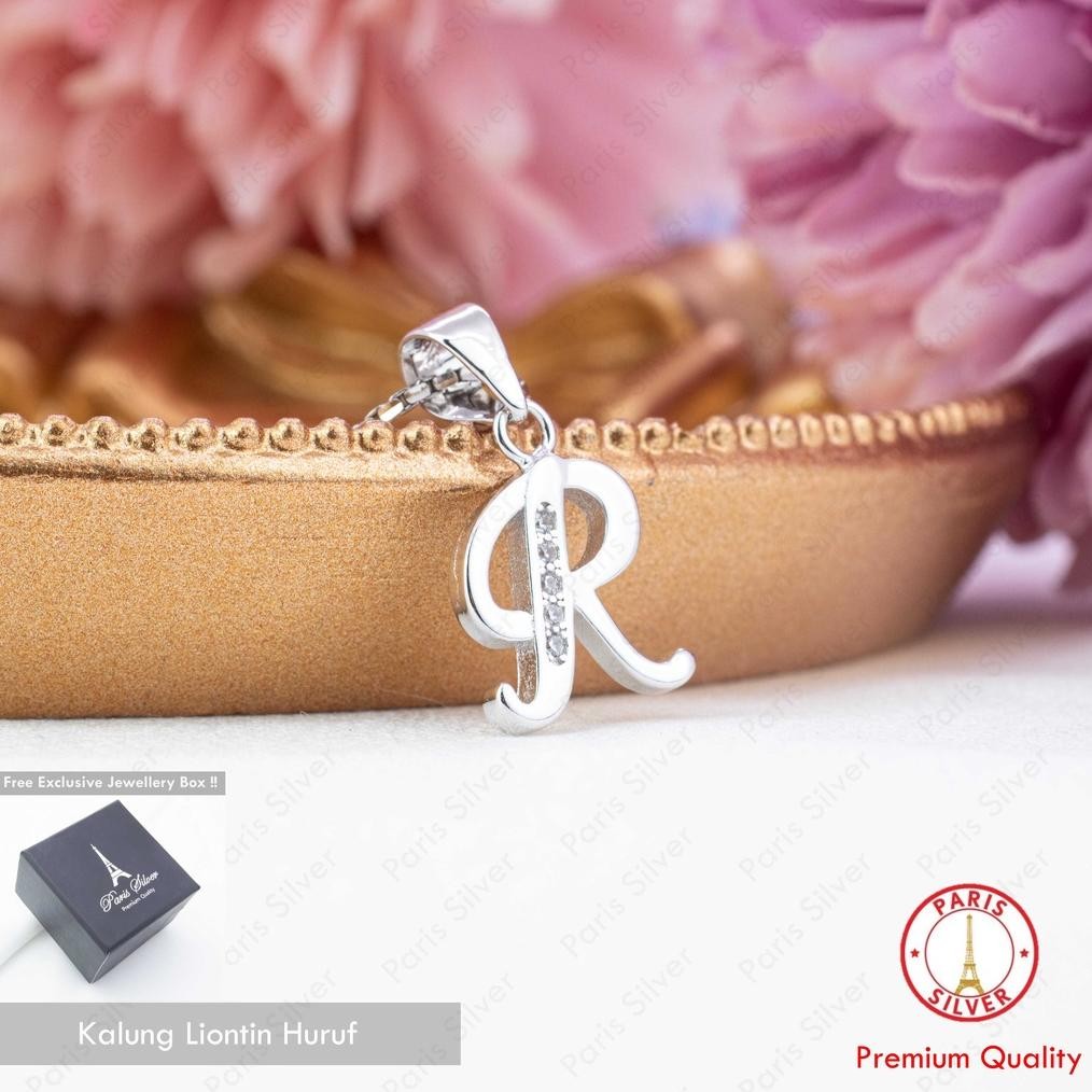 Produk Baru Kalung Huruf Nama Perak Asli 925 - Inisial Liontin Alfabet Lapis Emas Putih Nagita