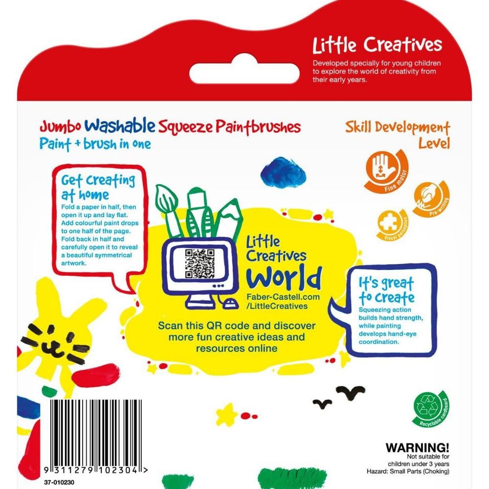 

Little Creatives / Jumbo Washable Squeeze Paintbrushes 6 Warna / Cat Warna Faber Castell Terlaris