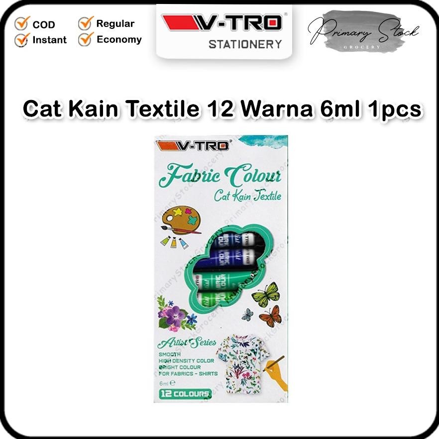 

Cat Kain Anti Luntur Permanen V tro Tekstil V-tro Kanvas Textile Vtro Fabric Colour 12 Warna 6ml 6 ml Terlaris
