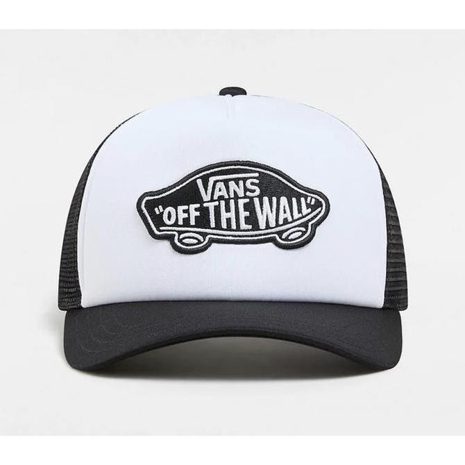 Sale Topi Vans Classic Patch Curved Bill Trucker Black/White Hat 100% Original Resmi