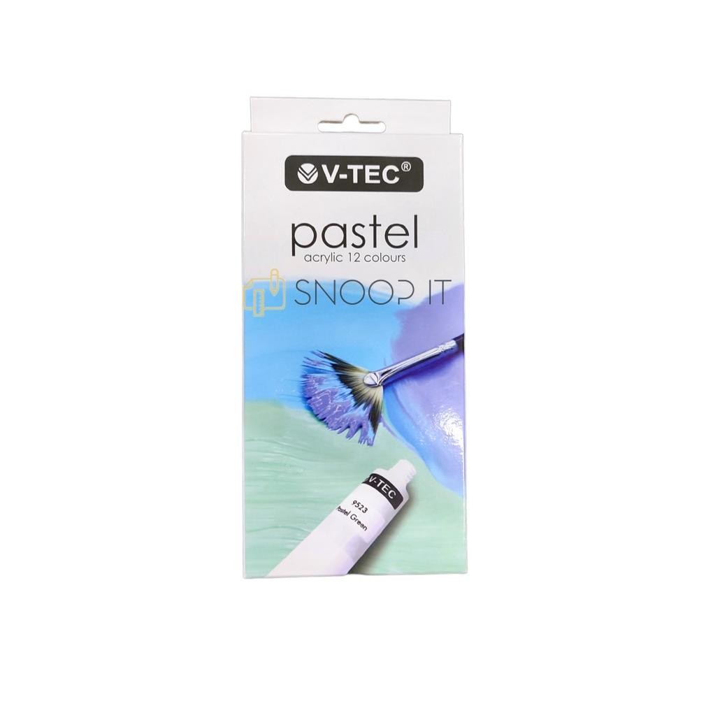 

V-Tec Acrylic 12 Colours Pastel 6 ML / VTec Cat Acrylic Warna Pastel 12 Warna 6 ML Set SHSNP Terlaris