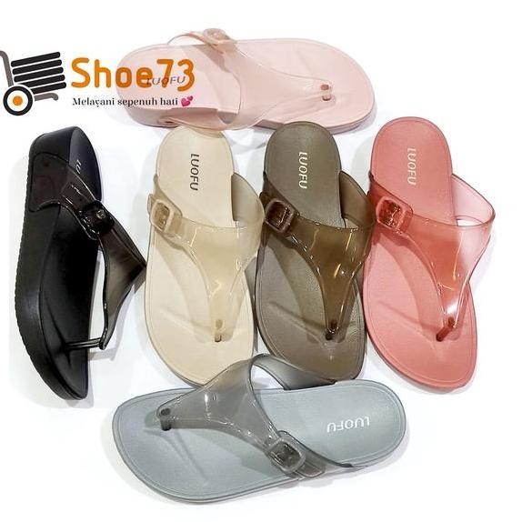 Luofu E 7154 Tbw. Size 3640 L Sandal Jepit Jelly Transparan Wanita L Sendal Jepit Cewek