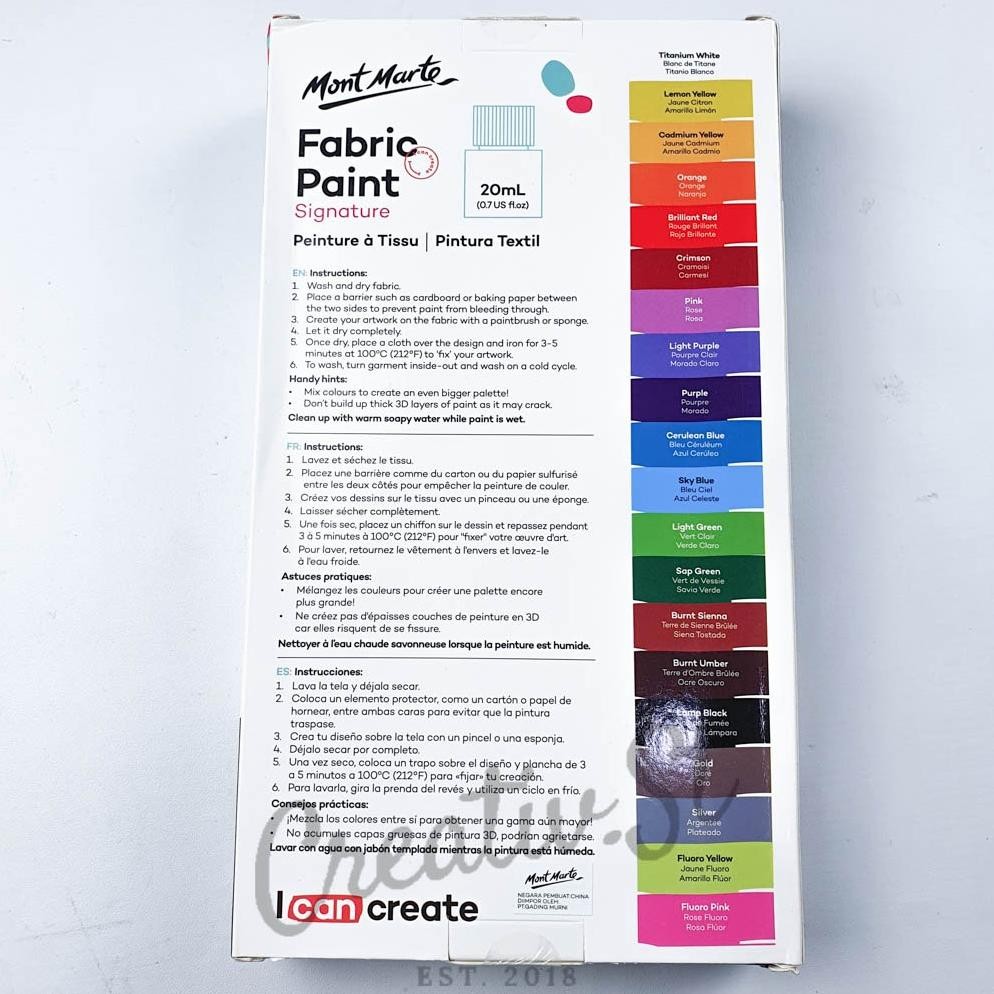 

MONT MARTE Signature Fabric Paint 20 Color Set Cat Kain 20 Ml Pmhs0077 Terlaris