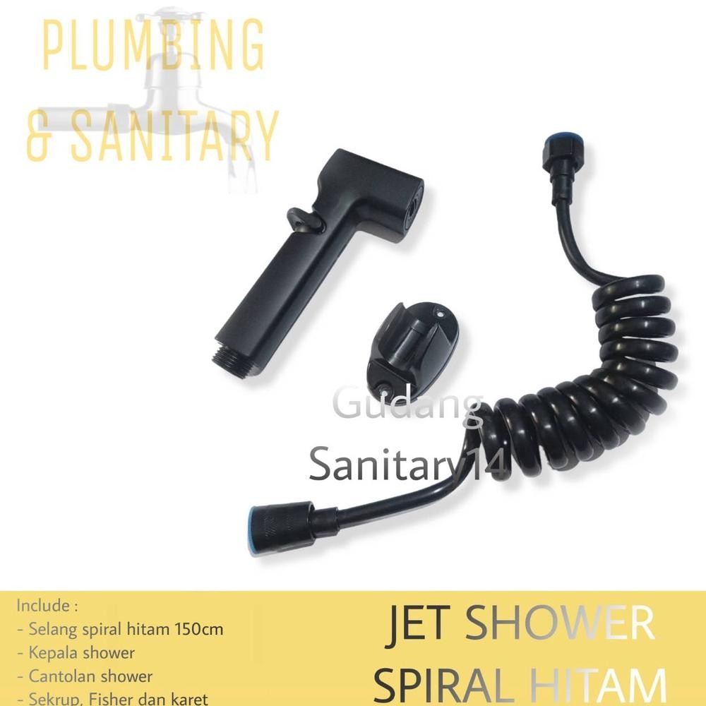 Set Jet Shower Spiral Hitam 02Bl + Selang Cebok Toilet | Semprotan Closet Hitam Original