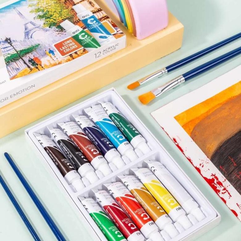 

Deli EC12-12 Acrylic Paint / Cat Akrilik 12 Warna, Kemasan Kotak 12ml Terlaris