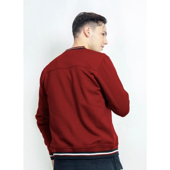 Murah D&F Jaket Bomber Cvc Pria - Maroon