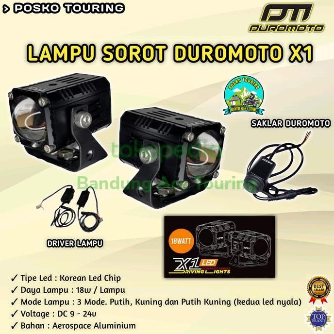 Lampu Duromoto X1 + Saklar Duromoto | Lampu Sorot Foglamp Motor Mobil