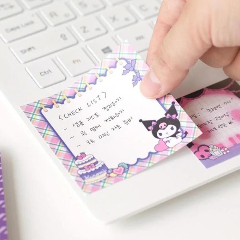 

50 Lembar Sticky Note Aesthetic Lucu Sticky Notes Sanrio Kuromi Melody Cinamoroll Kartun Karakter Pesan Tempel RB07