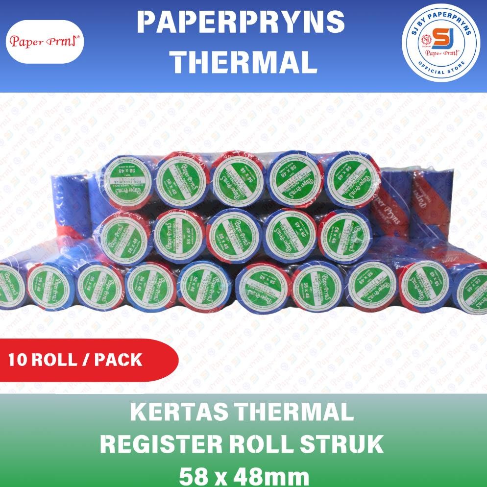 

PaperPryns Kertas Thermal Register Roll Struk 58 x 48mm - 1 Pack (ISI 10 Roll) RB07