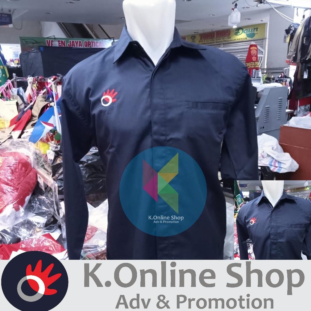 kemeja telkom indonesia seragam telkom indonesia baju telkom indonesia Navy lengan panjang