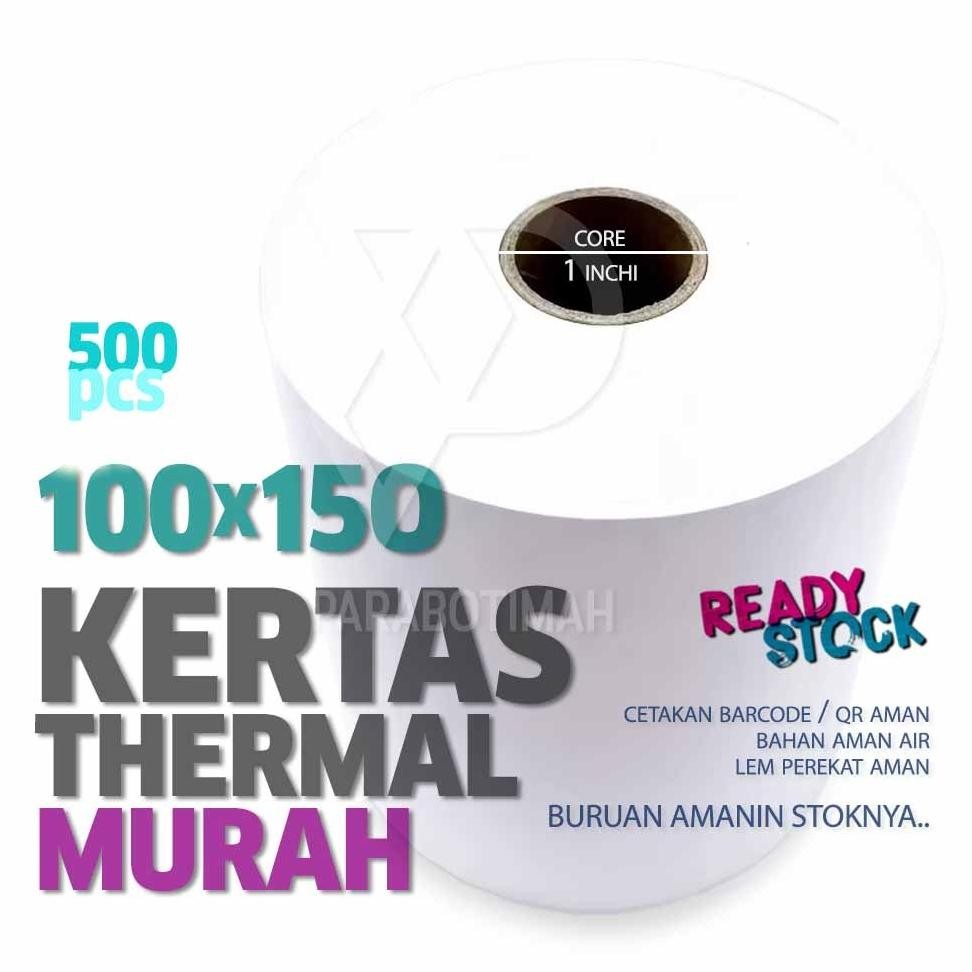 

KERTAS STICKER THERMAL label resi barcode MURAH 100x150 | 10x15 500 pcs RB07