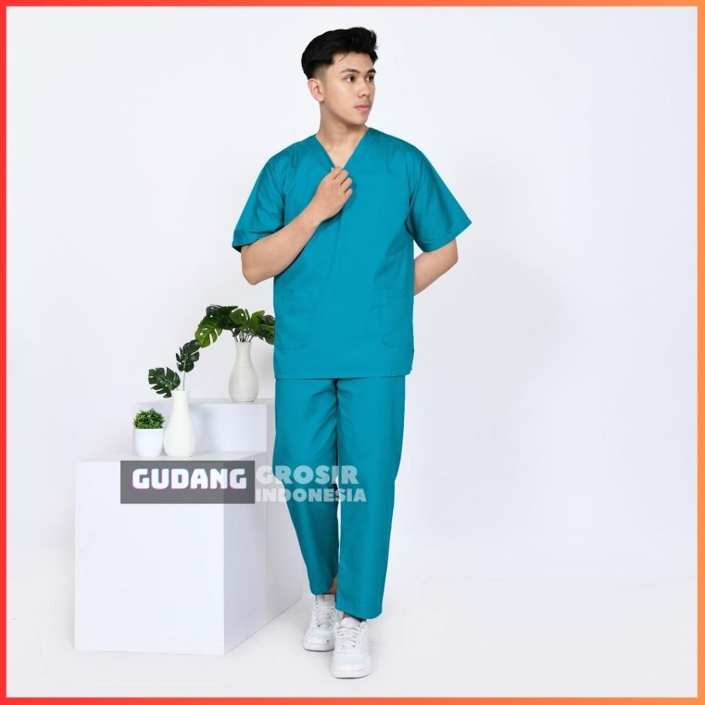 [KHUSUS LENGAN PENDEK] Baju Jaga Dokter Scrub OK Modern | Baju OKA Bahan Americans Drill | Baju Ok W