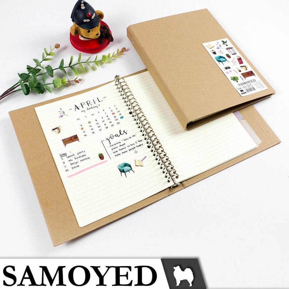 

Binder Note / Loose Leaf Binder B5 - 26 Ring Aesthetic / Esthetic / Vintage Hardcover Kraft Samoyed BNSV-51 RB07