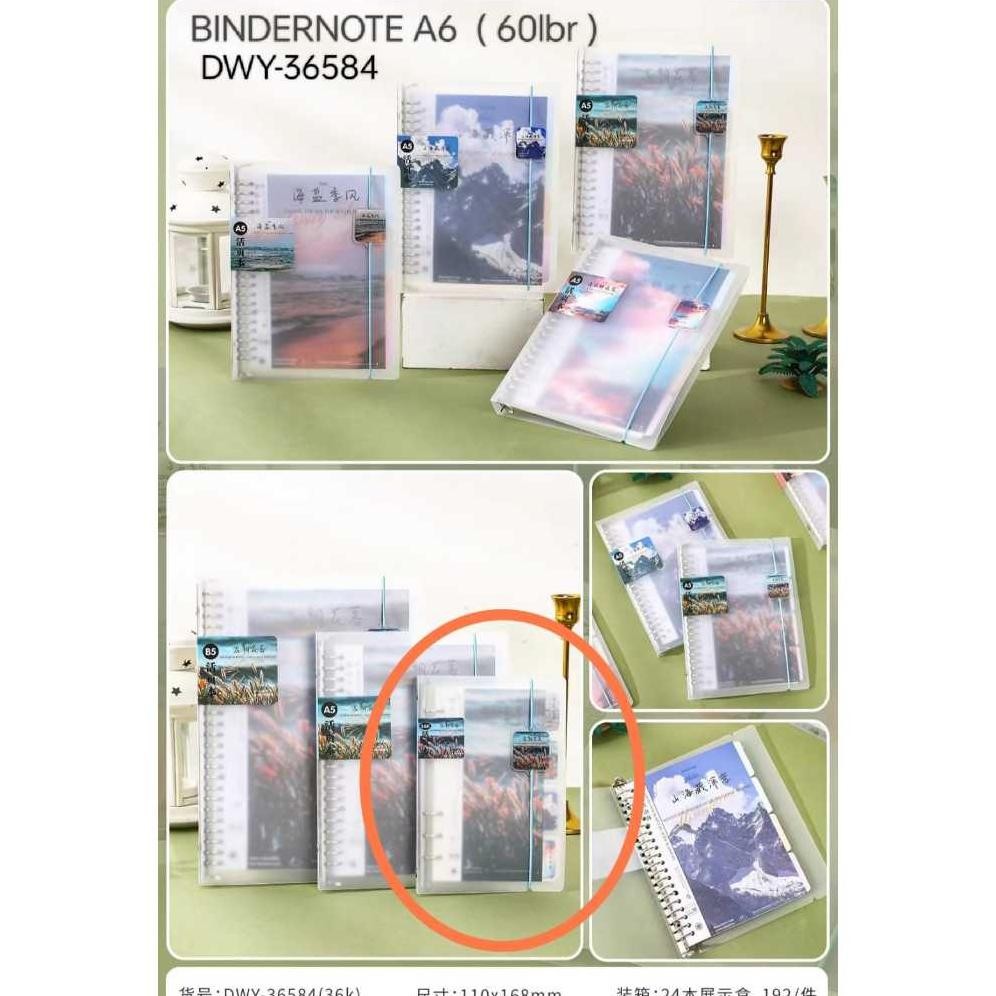 

Binder Note Wengu Looseleaf A6 6 Ring Plus Karet Kode DWT Plus Isi 55 Lembar Divider 4 Lembar RB07