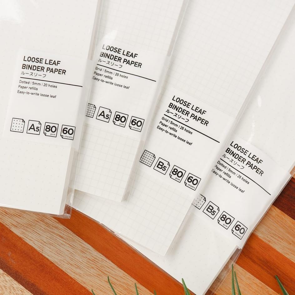 

Loose Leaf B5 Dotted / Loose Leaf Binder Paper 180 x 258mm B5 60sheets / 120 page/looseleaf RB07