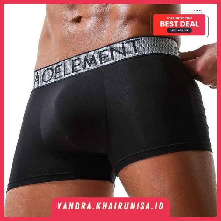AOELEMENT BULGE POUCH MEN BOXER PRIA CELANA DALAM PRIA BLACK AOK BY YANDRA ID BEST QUALITY 