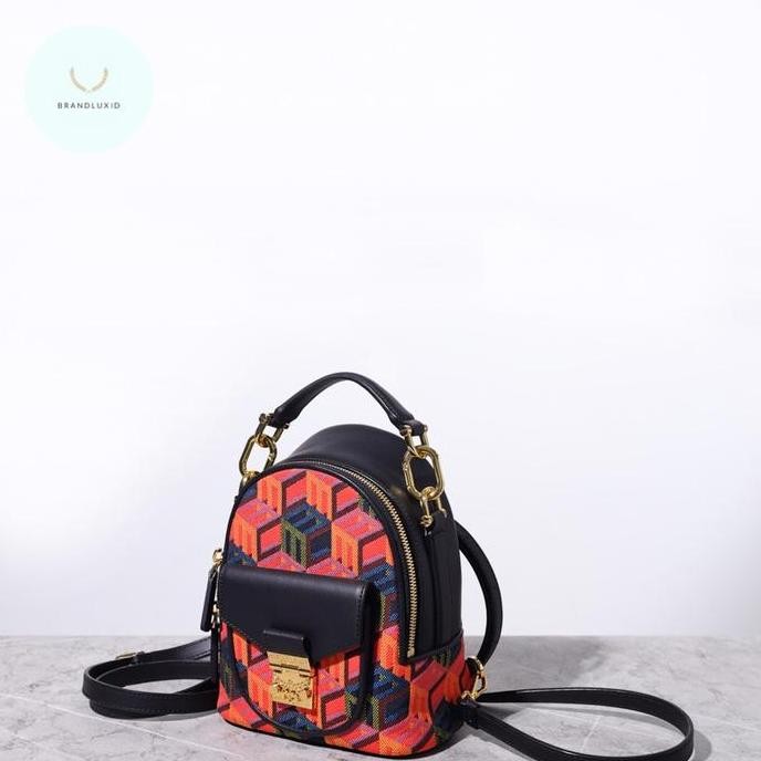 Grosir Mcm X-Mini Tracy Bebeboo Backpack In Black Multicolor With Cubic Monogram