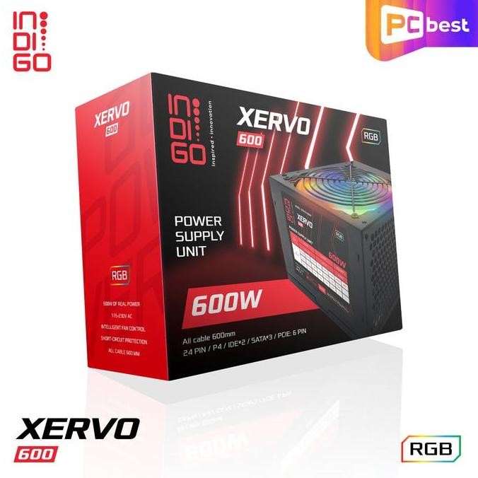 POWER SUPPLY INDIGO XERVO RGB / PSU PC KOMPUTER 600 WATT