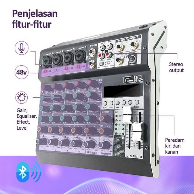 HI-NET PM4/PM5 MIXER SOUND AUDIO SYSTEM BLUETOOTH DSP USB 4 CHANNEL MINI AUDIO INTERFACE FOR RECORDI
