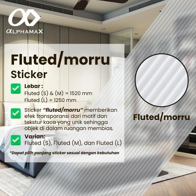 ALPHAMAX Fluted/Morru Glass Sticker | Sticker Kaca Fluted/Morru Jendela | Sticker Kaca Fluted/Morru 