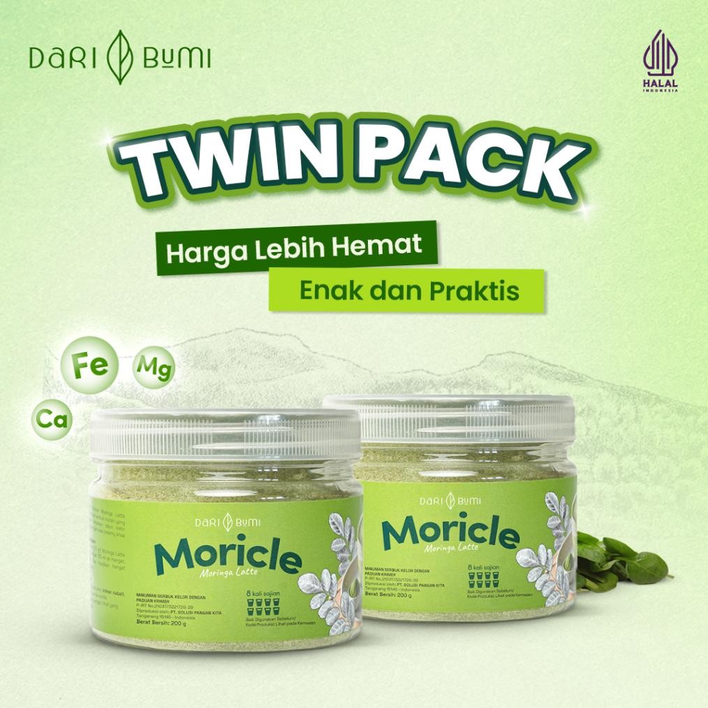 

Dari Bumi Paket Bundling Moricle Moringa Latte Minuman Daun Kelor Twin Pack 200 Gram