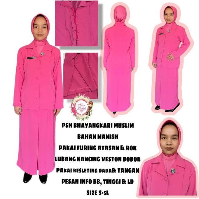 STELAN PSH Bhayangkari Muslim SUDAH JAHIT Bahan Manish