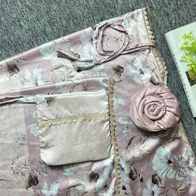 SILKY MUSLIMSTORE Mukena Motif Dewasa  Armanisilk 2in1 traveling  Bawahan polos rendah kecil  Cantik