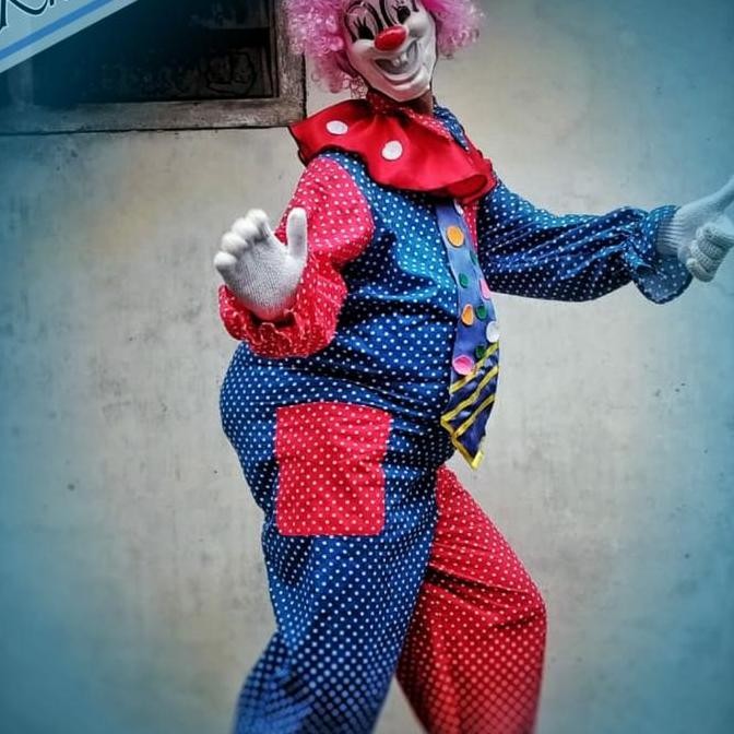 new  kostum Karakter Badut Sulap Polkadot