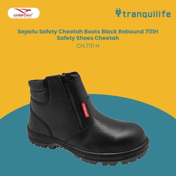 

Terlaris Sepatu Safety Cheetah Boots Black Rebound 7111H Safety Shoes Chetah