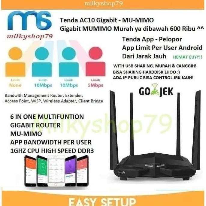Tenda Ac10U - Ac1200 Mu-Mimo Smart Dual-Band Gigabit Mumimo Tenda Ac10