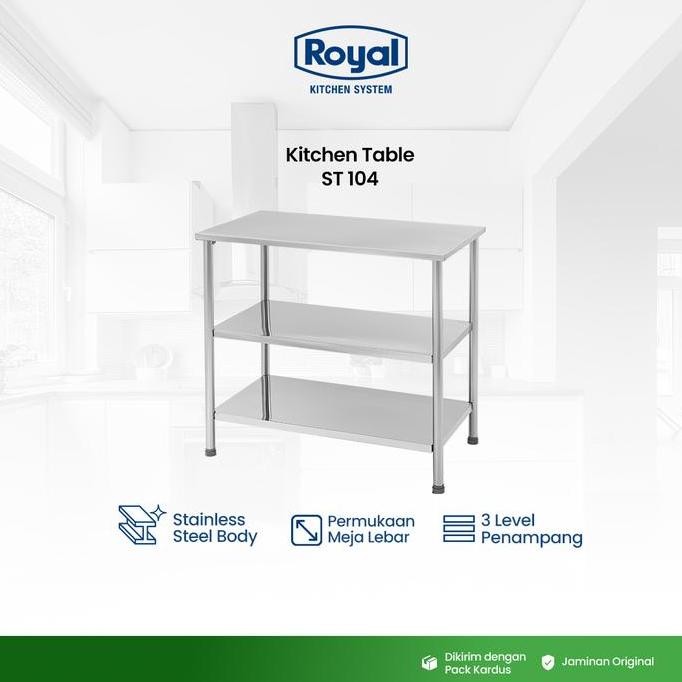 

Terlaris Royal Kitchen Table St 104 | Meja Dapur Stainless | Work Table