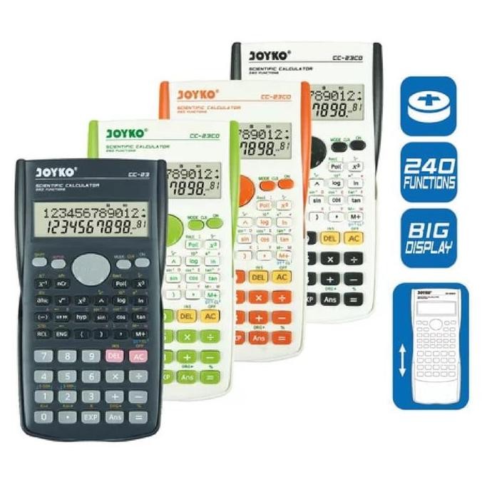 

restock (1 Pcs) Kalkulator Calculator Scientific Ilmiah 240 Functions Baterai JOYKO CC-23 / CC-23CO Profesional Replay Matrix Sin Cos Tan