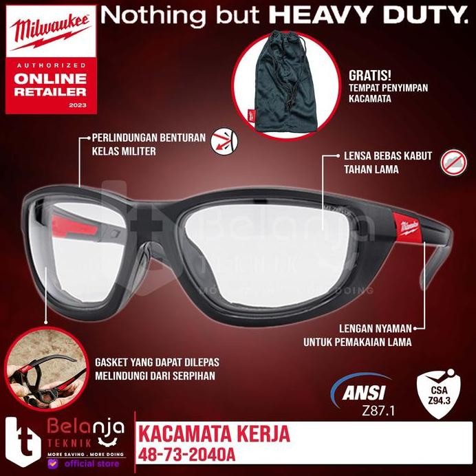 

Terlaris Milwaukee Clear High Perfomance Safety Glasses Kacamata Kerja 2040A