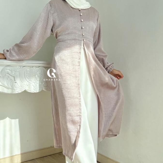 Ghamara Shoya tunic | tunic Kain silk satin wanita Muslim Panjang Mewah