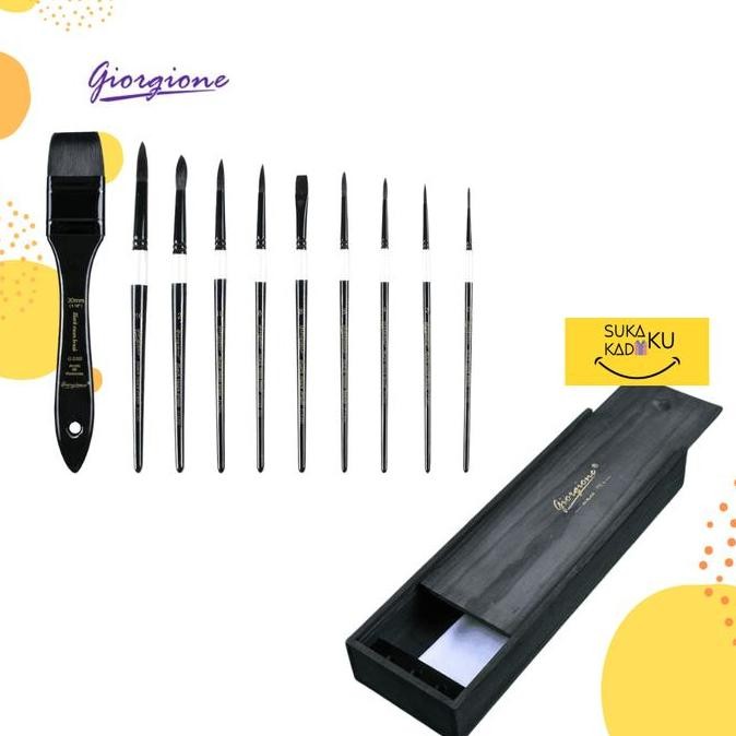 

ready GIORGIONE 10Pcs Kuas Lukis Watercolor Mix Brush Set Painting Nylon