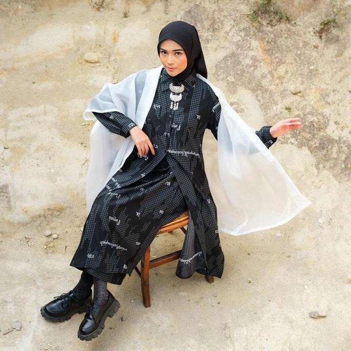 ZM Zaskia Mecca - Heyza Midi Gamis Dress Wanita - Aksara Nusantara - Aksara Jawa