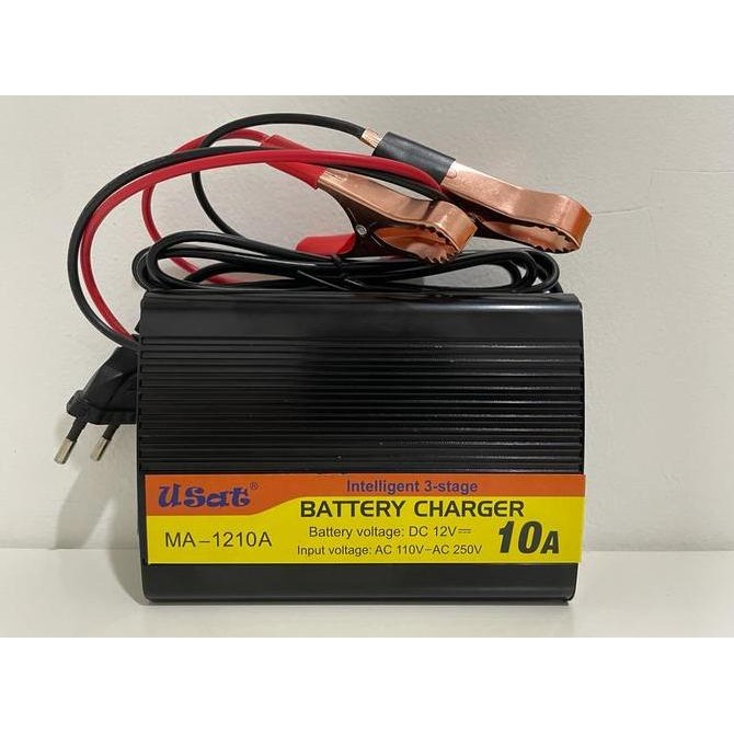 Charger Aki 12V 10A USAT / Charger Aki Otomatis 12 Volt 10 Ampere USAT