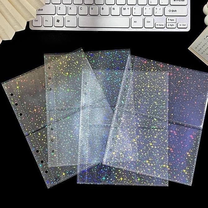 

ready 10 Lembar A5 Sleeves Inner Page 1 sisi Loose-Leaf Sleeve Binder Hologram Motif Album Dalam Penyimpanan Photocard Laser / Heart / Star Set