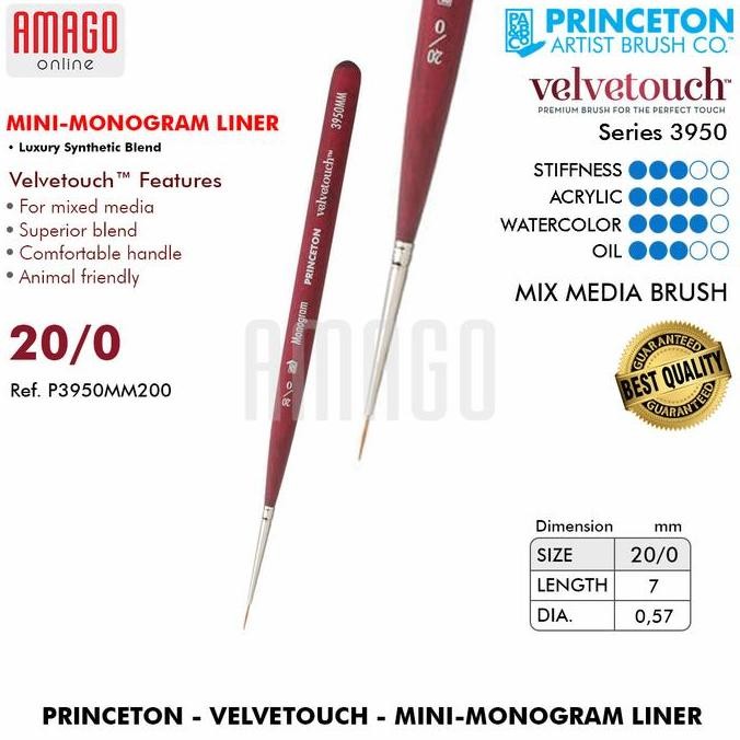 

ready BRUSH PRINCETON - VELVETOUCH - SYNTHETIC - MINI MONOGRAM LINER - KUAS
