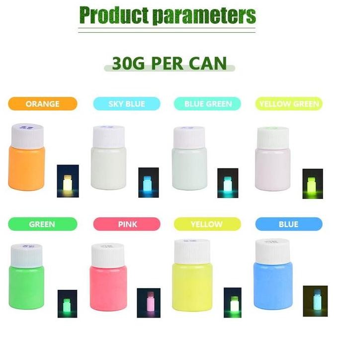 

ready 8 Warma /SET Cat Glow In The Dark Luminous Pigment 15g Cat Lukis Custom Painting Sepatu Jaket Tas