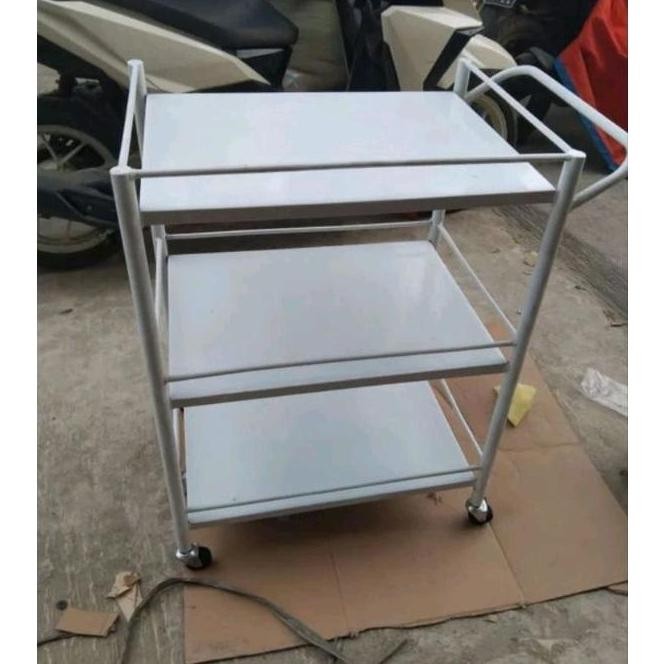 Meja Instrumen 3 Rak Troly Rak Troli Medis Rumah Sakit