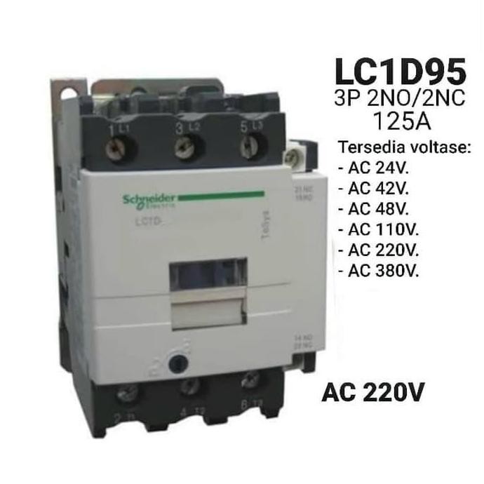Kontaktor Magnet Schneider 125 A 220V - LCID 95 PREMIUM
